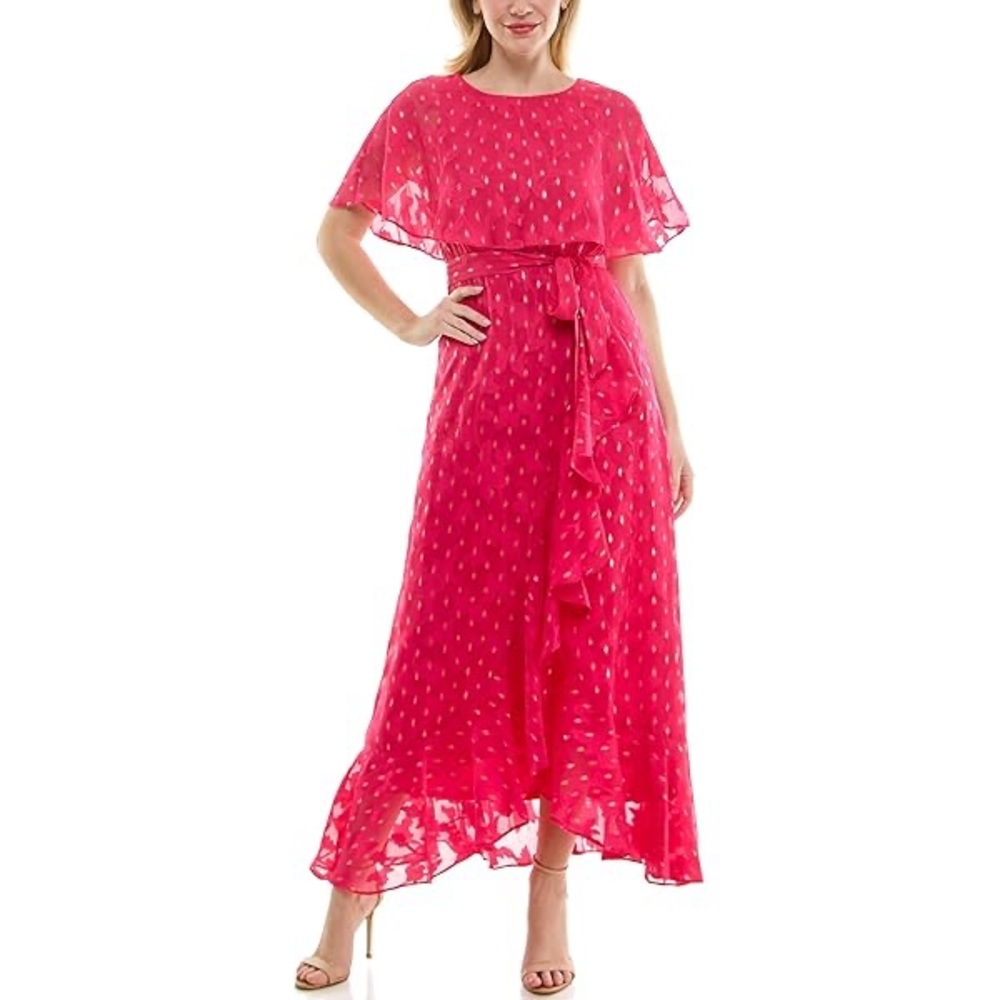 Maison Tara pink and gold dot Barbie maxi dress plus size 16 NEW